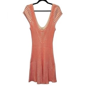 Free People Coral and Creme Ribbed Dress 100% Cotton Size Large